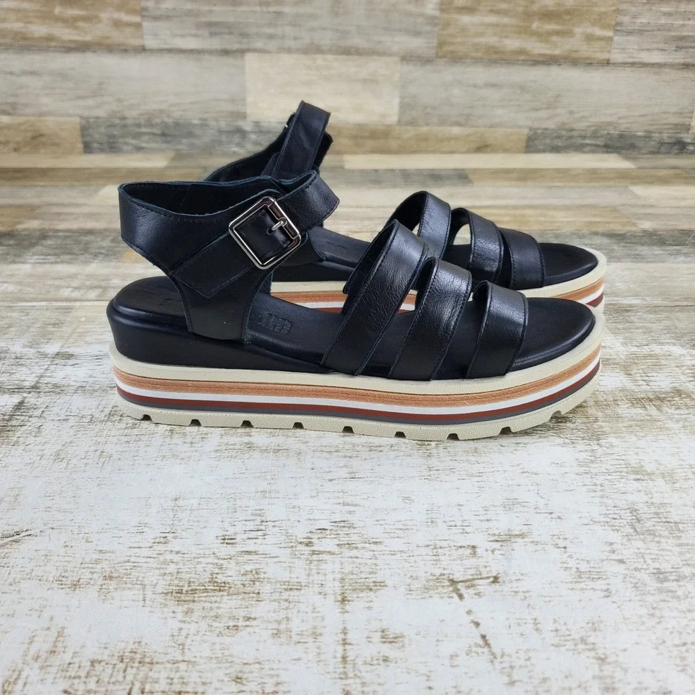 Spring Step Gosalina Womens Platform Sandals Sz 10 Black Strappy Leather Comfort